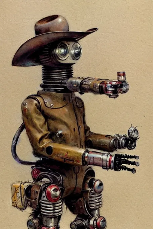 Image similar to (((((1950s robot cowboy. muted colors.))))) by Jean-Baptiste Monge !!!!!!!!!!!!!!!!!!!!!!!!!!!