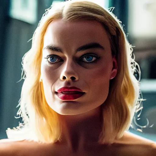 Prompt: Margot Robbie in the movie CATS, movie scene, XF IQ4, 150MP, 50mm, F1.4, ISO 200, 1/160s, natural light