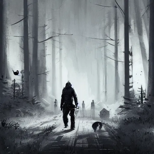 Image similar to 🦝 walking dead game telltale, gigachad black and white trending on artstation, painted by greg rutkowski