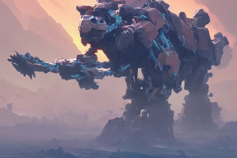 Image similar to rockbreaker machine mecha animal beast robot of horizon forbidden west horizon zero dawn bioluminiscence, behance hd by jesper ejsing, by rhads, makoto shinkai and lois van baarle, ilya kuvshinov, rossdraws global illumination