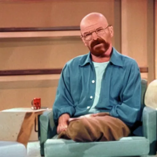 Prompt: A still of Walter White as a guest on Tonight With Johnny Carson, 1970s, colour