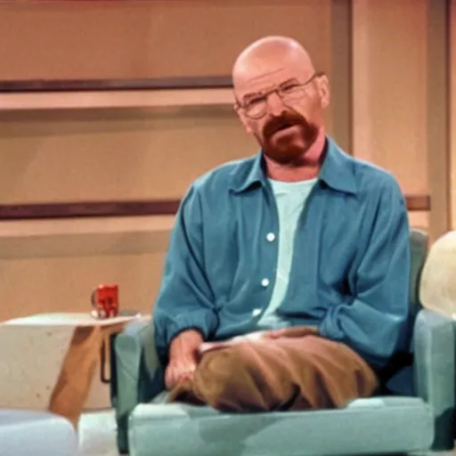 Image similar to A still of Walter White as a guest on Tonight With Johnny Carson, 1970s, colour