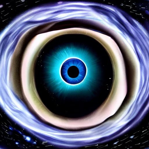 Prompt: a giant human eyeball in depth of space, as a planet, digital art