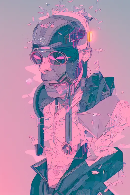 Image similar to portrait, cyberpunk hero, leaves by miyazaki, violet and pink and white palette, illustration, kenneth blom, mental alchemy, james jean, pablo amaringo, naudline pierre, contemporary art, hyper detailed