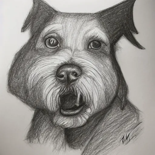 Image similar to a drawing of a surprised dog