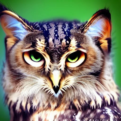 Image similar to a feline owl - cat - hybrid, animal photography