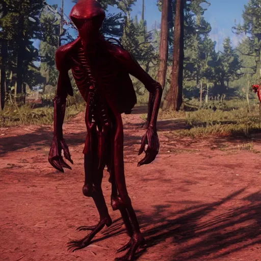 Prompt: alien in red red Redemption 2