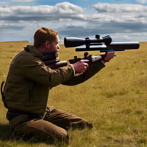 Image similar to texel sheep shooting sniper rifle, photo, detailed, 4 k