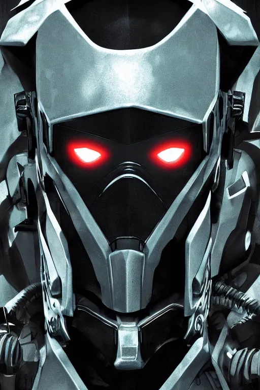 Image similar to cyber cyborg ninja mask helmet metal gear solid artic suit swat commando, global illumination ray tracing hdr fanart arstation by sung choi and eric pfeiffer and gabriel garza and casper konefal, a spectacular view cinematic rays of sunlight comic book illustration, by john kirby