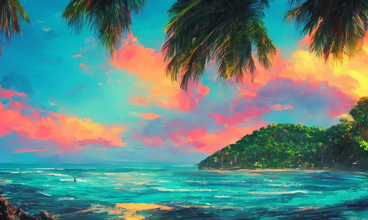 Image similar to paradise beach by alena aenami artworks in 4 k