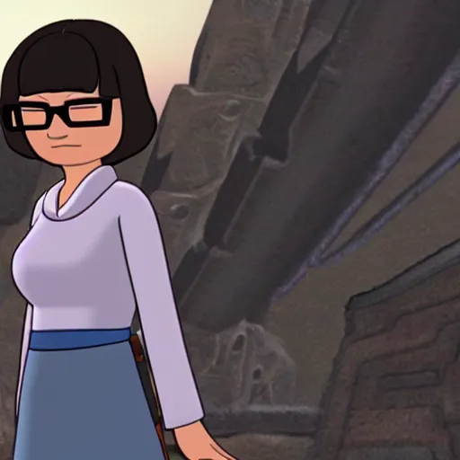 Image similar to A still of Tina Belcher in Star Wars: The Clone Wars (2008)