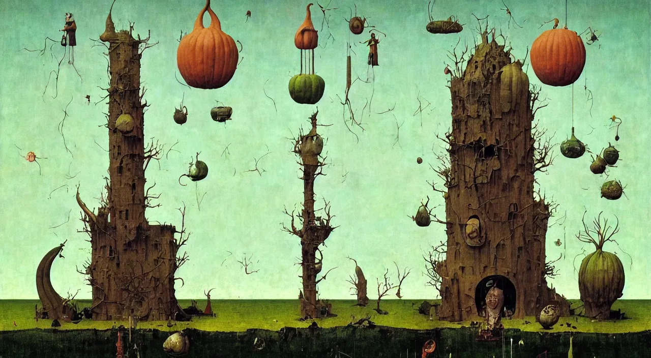 Image similar to single flooded simple!! snake gourd tower anatomy, very coherent and colorful high contrast masterpiece by norman rockwell franz sedlacek hieronymus bosch dean ellis simon stalenhag rene magritte gediminas pranckevicius, dark shadows, sunny day, hard lighting