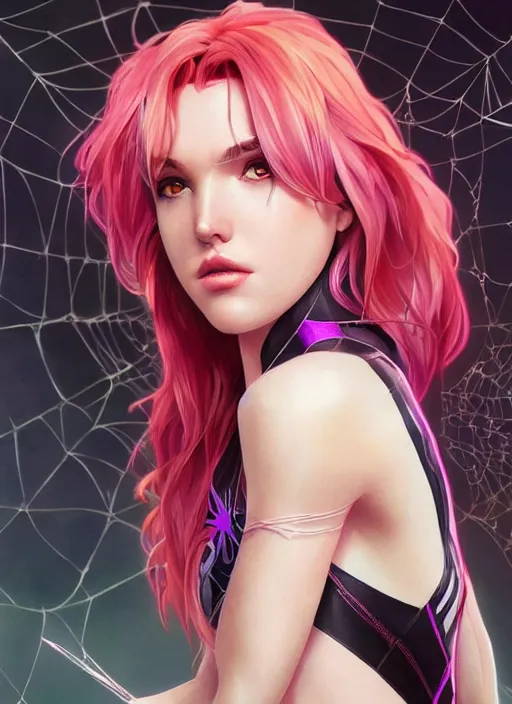 Prompt: ultra realistic illustration, bella thorne as spidergwen anime, intricate, elegant, highly detailed, digital painting, artstation, concept art, smooth, sharp focus, illustration, art by artgerm and greg rutkowski and alphonse mucha and wlop