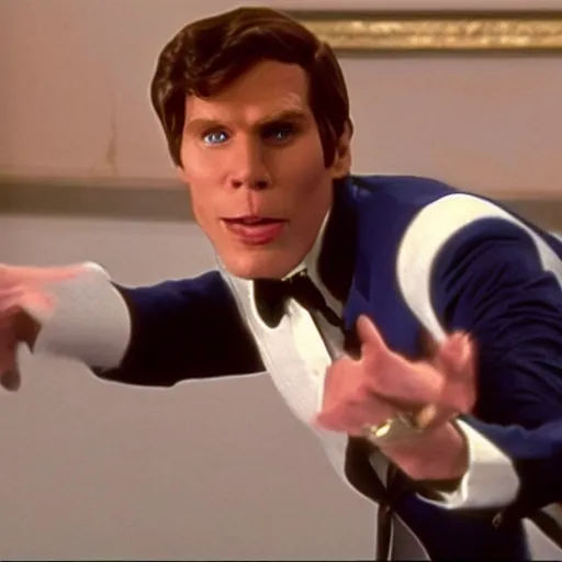 Image similar to Live Action Still of Jerma985 in Austin Powers, real life, hyperrealistic, ultra realistic, realistic, highly detailed, epic, HD quality, 8k resolution, body and headshot, film still