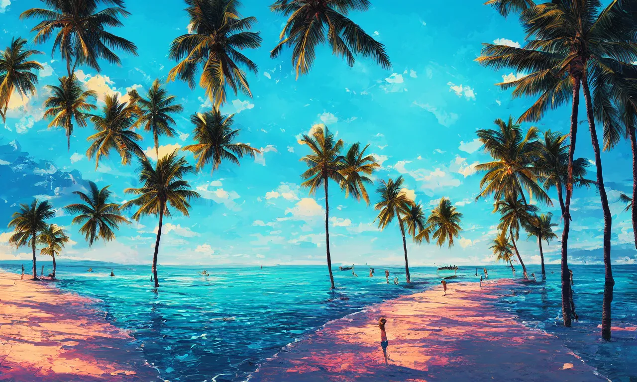 Image similar to paradise beach by alena aenami artworks in 4 k