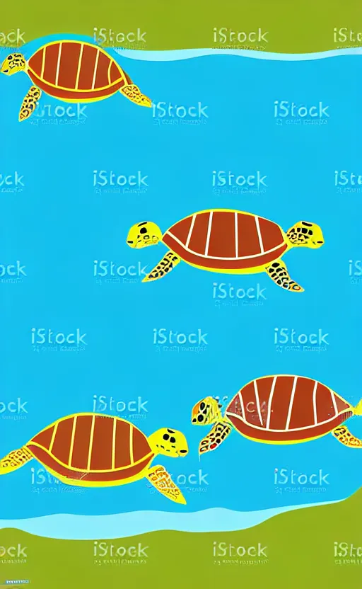 Image similar to sea turtles swimming in the ocean, vector art,