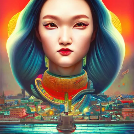 Image similar to Stockholm city portrait, Japanese, Pixar style, by Tristan Eaton Stanley Artgerm and Tom Bagshaw.