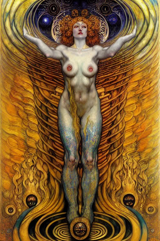 Image similar to Divine Chaos Engine by Karol Bak, Jean Delville, William Blake, Gustav Klimt, and Vincent Van Gogh, symbolist, visionary