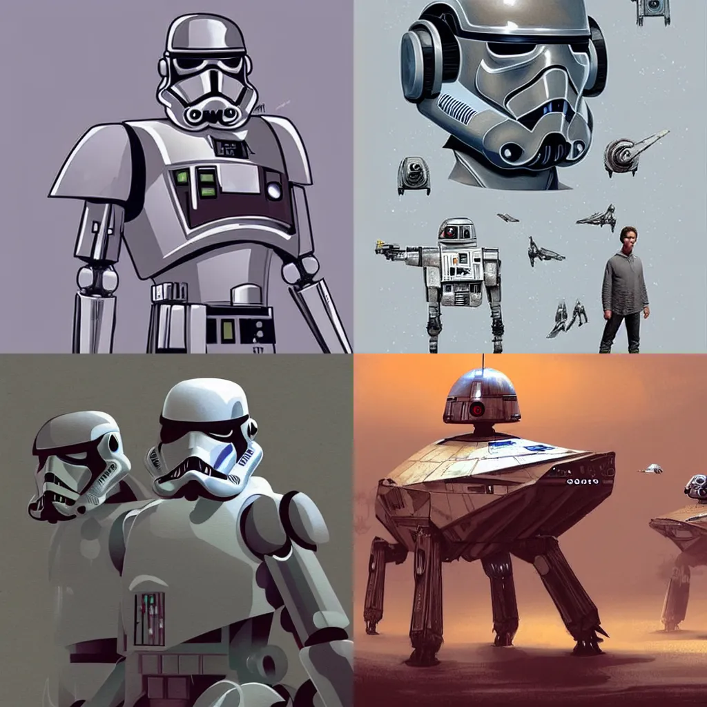 Prompt: Star Wars concept art of robots