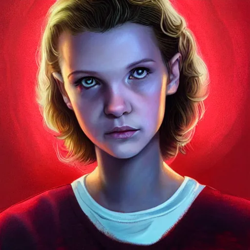 Prompt: portrait of Eleven from Stranger things by (((Charlie Bowater))), detailed