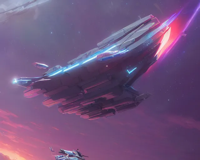 one single futuristic space freighter flying through | Stable Diffusion ...