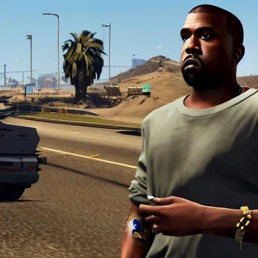 Image similar to Kanye West in GTA V, gameplay footage