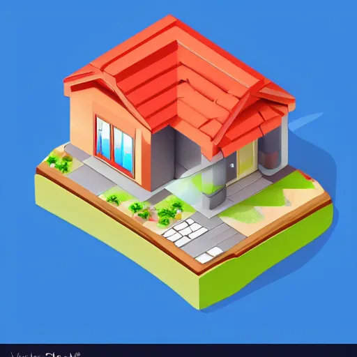 Prompt: cute isometric house