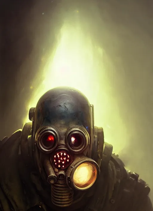 Prompt: closeup realistic portrait of a zombie with a gasmask, backlit, oil painting, concept art, filip hodas, john howe, mike winkelmann, jessica rossier, andreas rocha, bruce pennington, albert bierstadt, peter mohrbacher, donato giancola, joseph christian leyendecker, wlop, boris vallejo