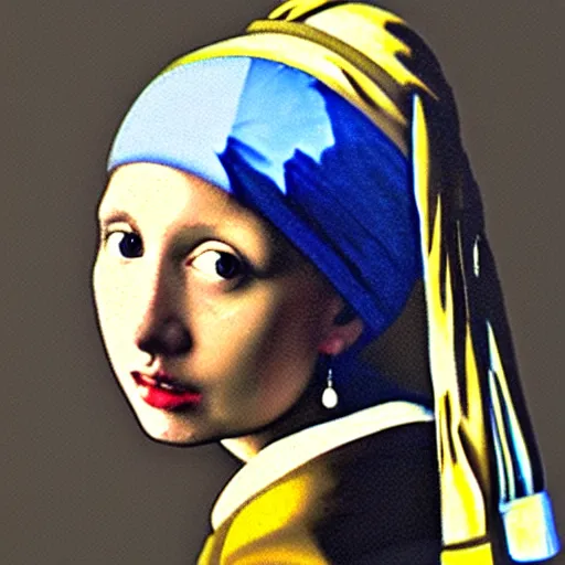 Prompt: fish eye of girl with a pearl earring looking at me, dark lighting