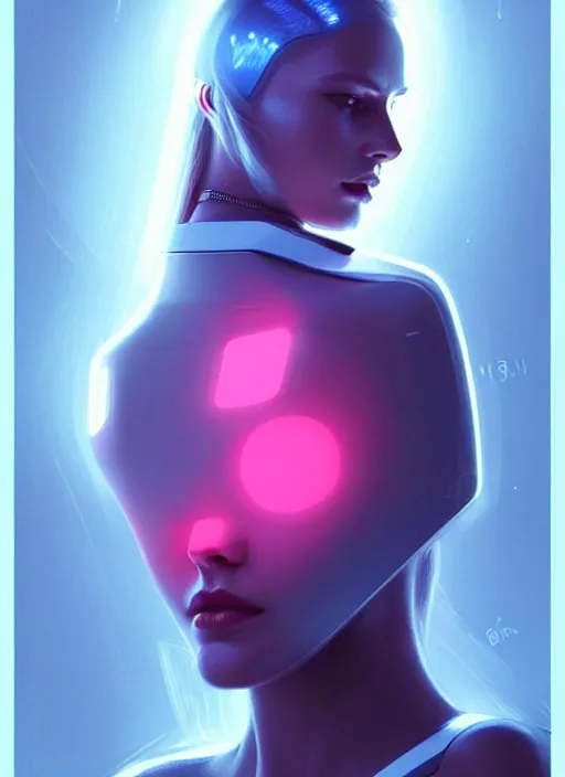 Prompt: portrait of modern scandinavian female humanoid, very futuristic, elegant, cyber neon lights, highly detailed, digital photography, trending in artstation, trending in pinterest, glamor pose, concept art, smooth, sharp focus, art by artgerm and greg rutkowski