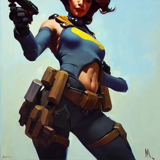 Image similar to Greg Manchess portrait painting of Bemma watson as Overwatch character, medium shot, asymmetrical, profile picture, Organic Painting, sunny day, Matte Painting, bold shapes, hard edges, street art, trending on artstation, by Huang Guangjian and Gil Elvgren and Sachin Teng
