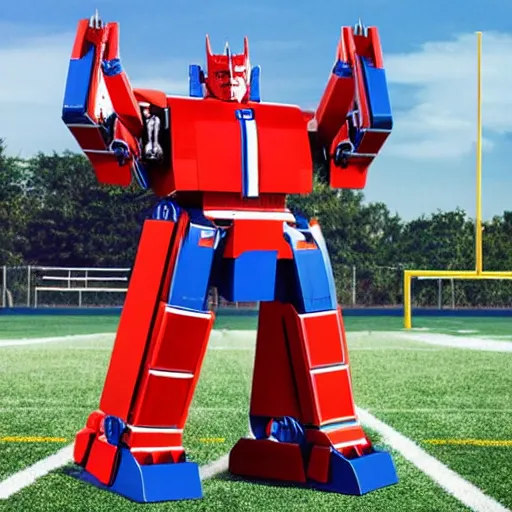 Prompt: Optimus Prime as a football coach