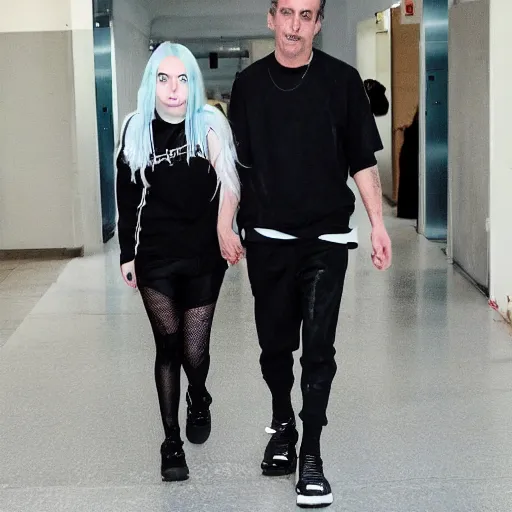 Image similar to draw Billie Eilish holding hands with Jeffery Epstein