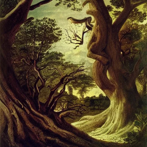 Prompt: the head of the old tree ; david johnson ; romanticism ; 1 8 2 6