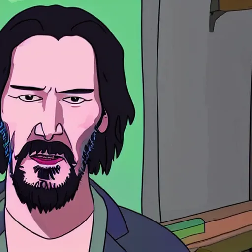 Image similar to Keanu reeves In Rick and Morty 4K detailed super realistic