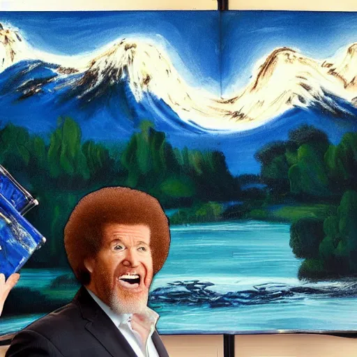 Image similar to bob ross screaming at the visigoths