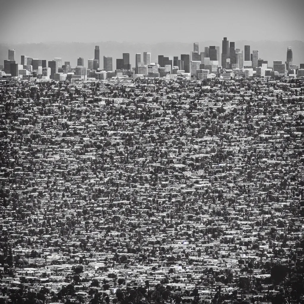 Prompt: “A black and white 75mm photo of Los Angeles”