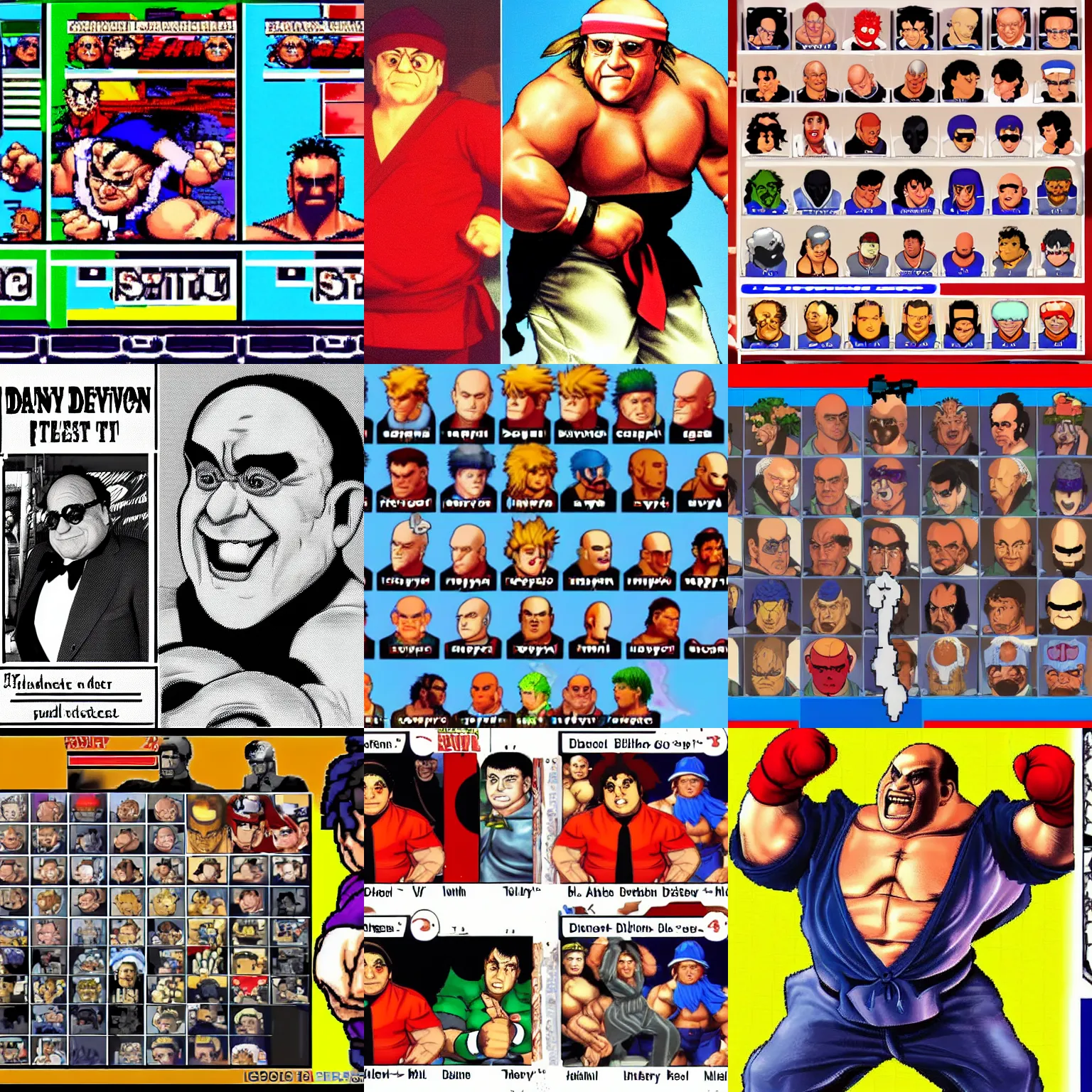 Prompt: danny devito in street fighter 2 character select