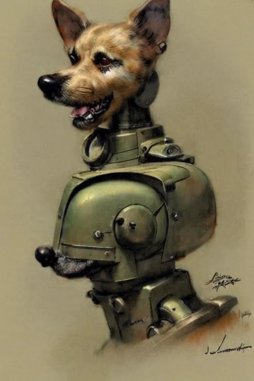 Image similar to (((((1950s retro military robot guard dog . muted colors.))))) by Jean-Baptiste Monge !!!!!!!!!!!!!!!!!!!!!!!!!!!