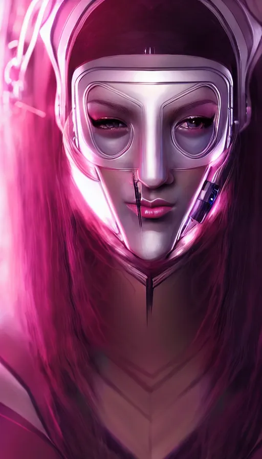 Image similar to face mask on beautiful woman face, cyberpunk art by kuno veeber, cgsociety, computer art, ultra detailed, futuristic, anime aesthetic