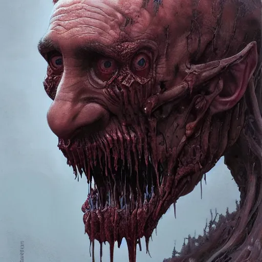 Image similar to rotten worm with face of vladimir putin face made of worms demonic horror, dark fantasy, intricate, highly detailed, smooth, artstation, painted by wayne barlowe, greg rutkowski, zdislav beksinski, francis bacon