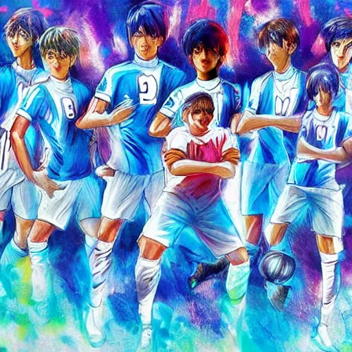 Image similar to disco diffusion painting of marseille football team by makoto shinkai, masterpiece, contest award winner