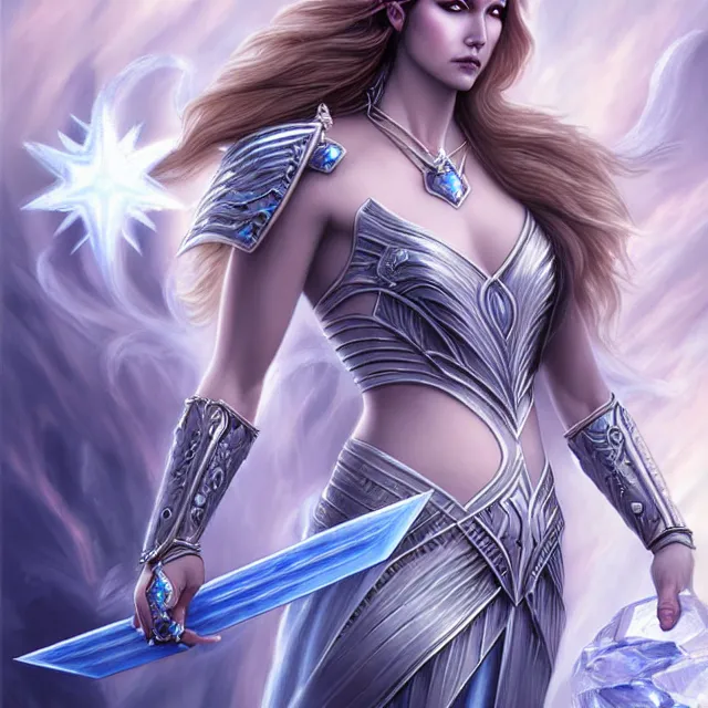 Prompt: beautiful ice queen warrior with ice powers artgerm anne stokes highly detailed 8 k hdr smooth sharp focus high resolution award - winning photo photorealistic