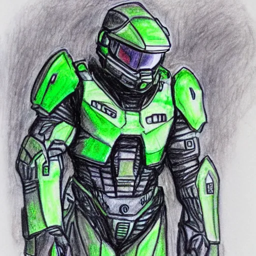 Image similar to master chief drawn with markers