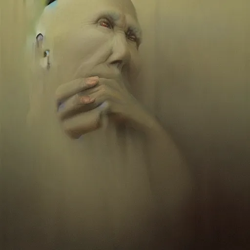 Image similar to Awakened Nightmares by Zdzisław Beksiński, portrait imagery, beautiful painting, 8k, trending on artstation
