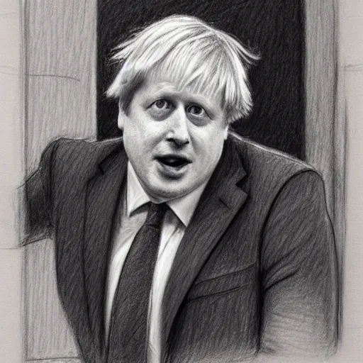 Image similar to boris johnson at a party , pencil sketch