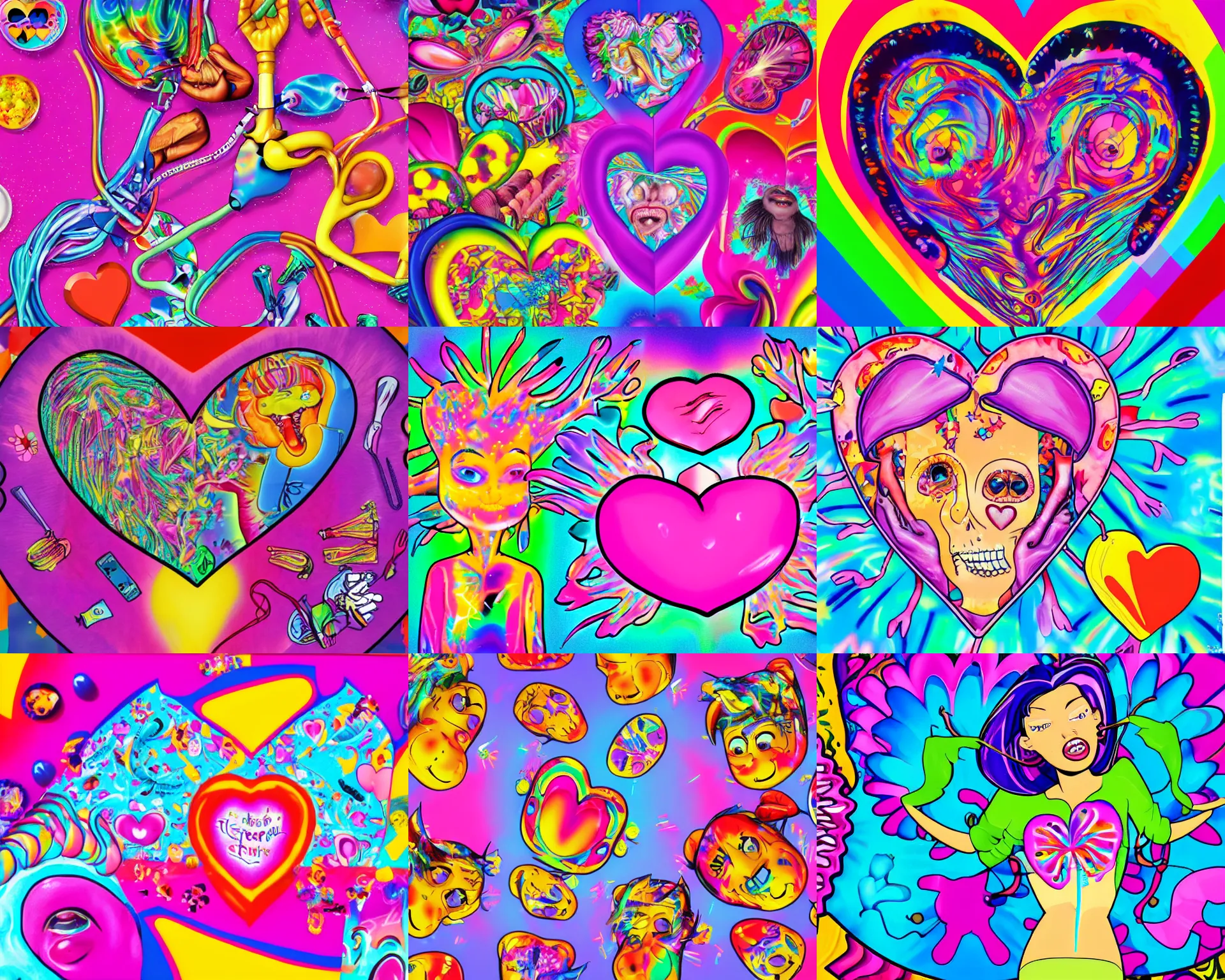 Prompt: Open heart surgery in the style of Lisa Frank