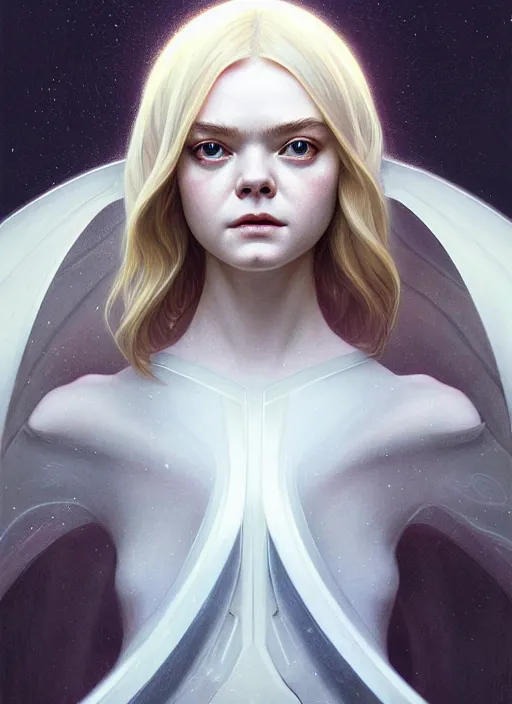 Image similar to symmetry!! portrait of elle fanning in halo 2, horror, fashion, dark!! intricate, elegant, highly detailed, digital painting, artstation, concept art, smooth, sharp focus, illustration, art by artgerm and greg rutkowski and alphonse mucha