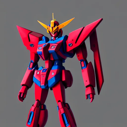 Image similar to red gundam head, v - fin, octane render, soft light, mekka, behance, vector, highly detailed illustration, realistic, custom design, dribbble. com, by secondsyndicate studio,