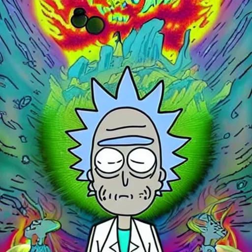 Image similar to Rick and Morty psychodelic, show me what you got